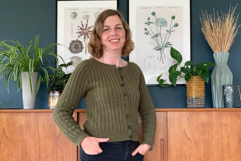 Grøn strik-cardigan