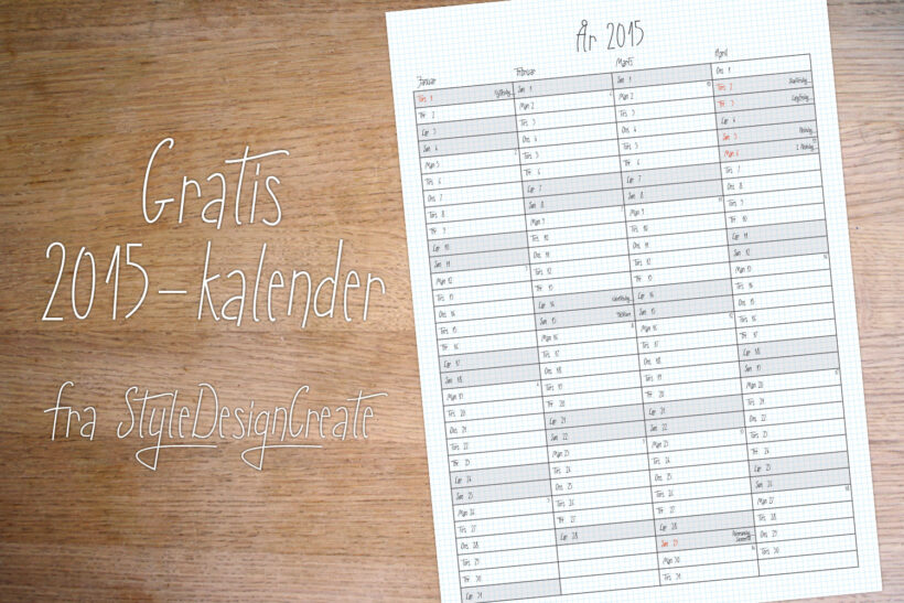 Gratis print selv 2015-kalender