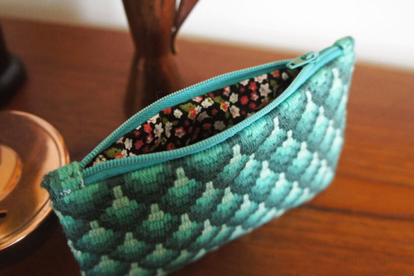 Grøn bargello broderi pung