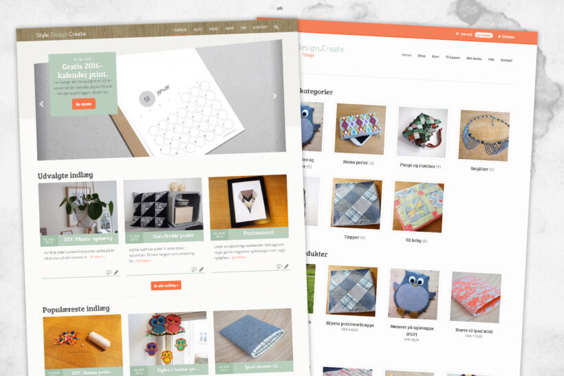 Det tidligere layout på StyleDesignCreate bloggen