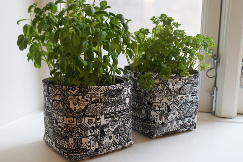 DIY urtepotteskjulere i stof1